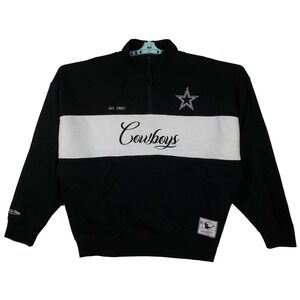 Dallas Cowboys Mitchell & Ness NFL Womens Large Sweatshirt Black White NWT
